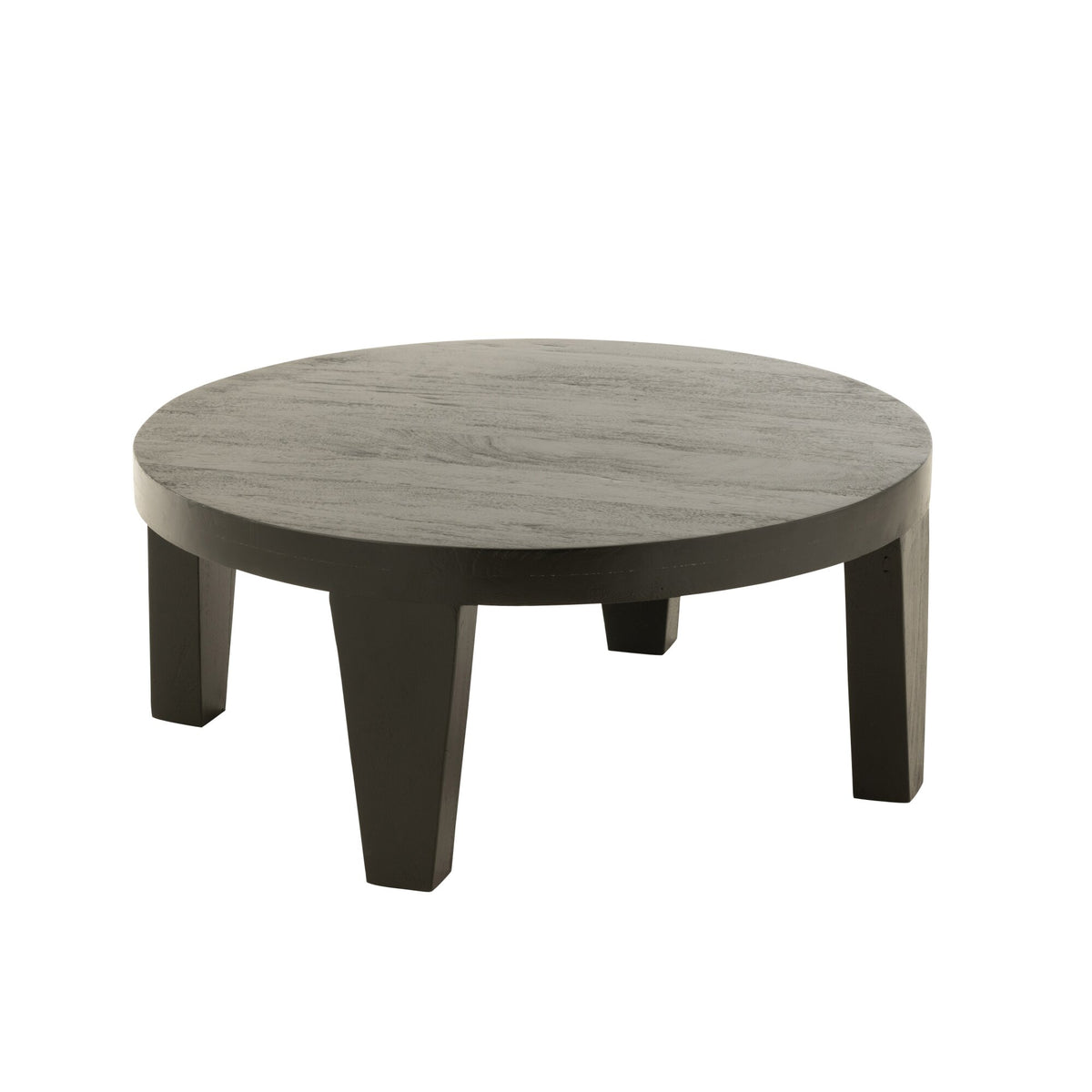 Tavolino da salotto rotondo in legno di mango nero opaco J-Line