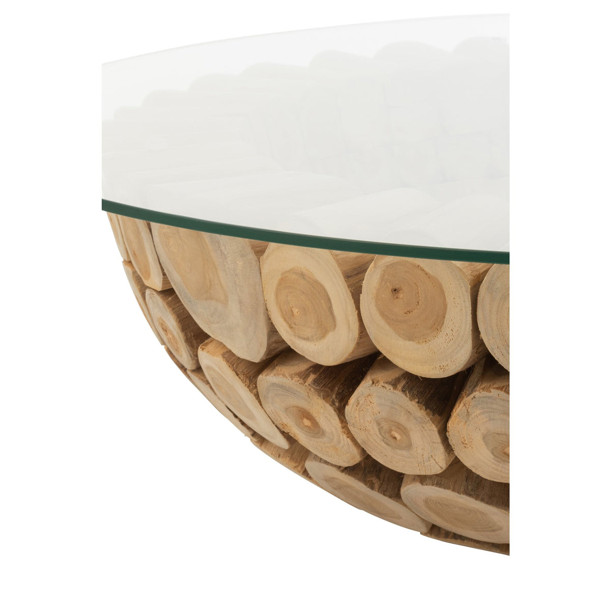Tavolino da salotto Dischi Aperti Legno di Teak Naturale/Vetro J-Line