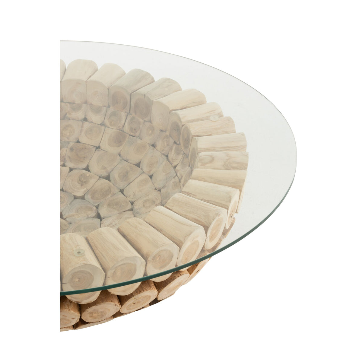 Tavolino da salotto Dischi Aperti Legno di Teak Naturale/Vetro J-Line