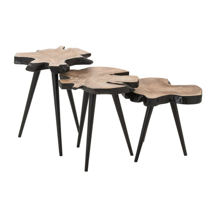 Tavolino da salotto in teak naturale/nero J-Line