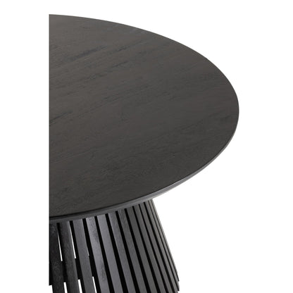 Detail van het zwarte mangohouten tafelblad van salontafel Vincent van J-Line met zichtbare houtnerf
