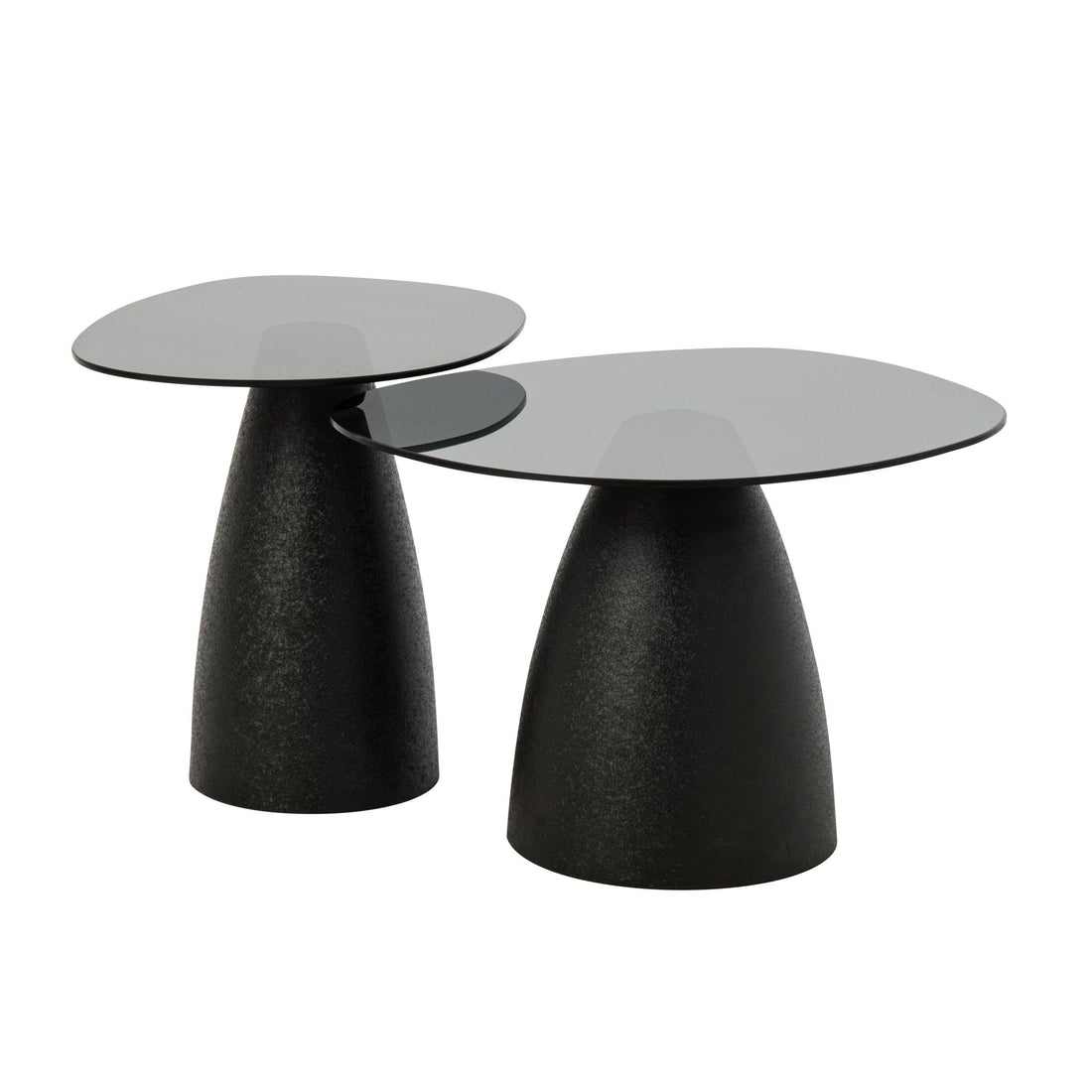Set di 2 tavolini da salotto in vetro/metallo nero J-Line