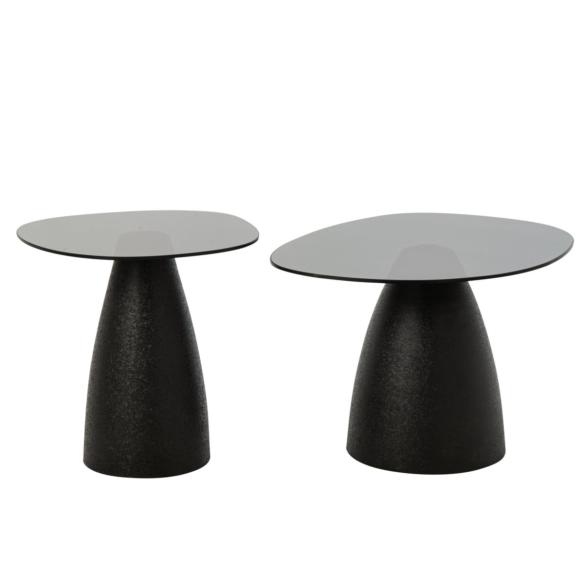 Set di 2 tavolini da salotto in vetro/metallo nero J-Line