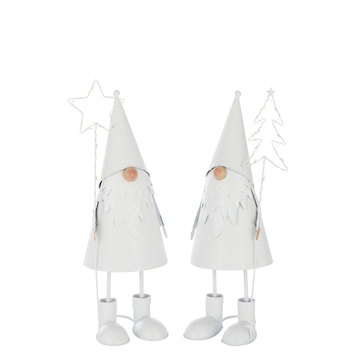 Santa Claus Led Star + Tree Metal White Small Assortment Of 2 - - J-Line - livinglovely.nl