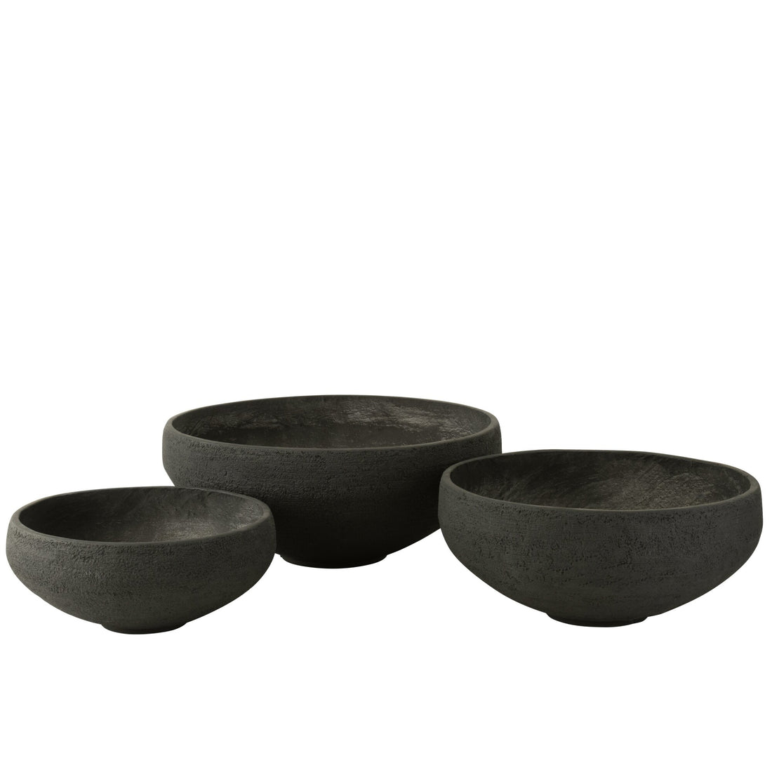 Set di 3 piatti in argilla fibrosa nera J-Line