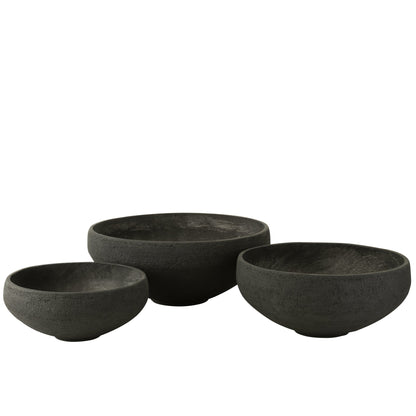 Set di 3 piatti in argilla fibrosa nera J-Line
