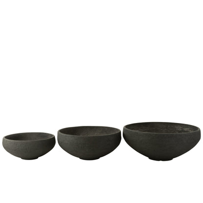 Set di 3 piatti in argilla fibrosa nera J-Line