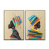 Schilderij Afrikaanse Vrouw Hout/Canvas Mix Set van 2 - Schilderij - J-Line - livinglovely.nl