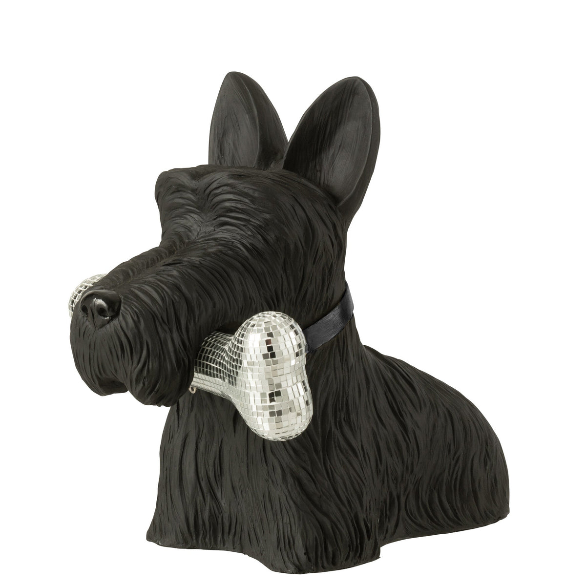 Schotse Terrier + Bot Polyresin Zwart - Beeld - J-Line - livinglovely.nl