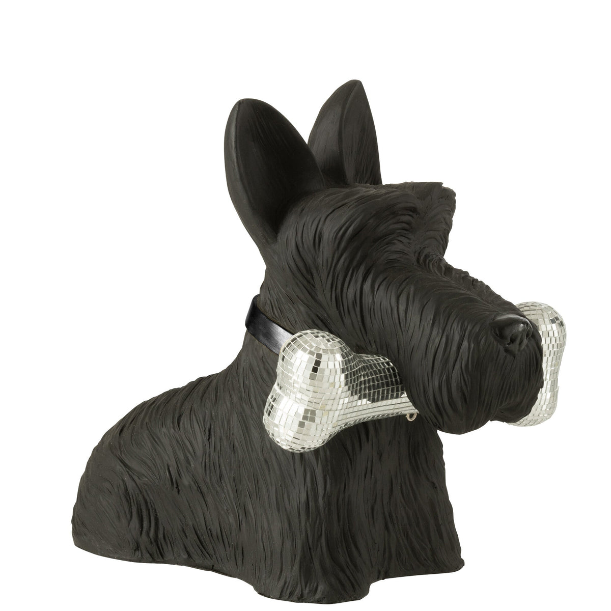 Schotse Terrier + Bot Polyresin Zwart - Beeld - J-Line - livinglovely.nl