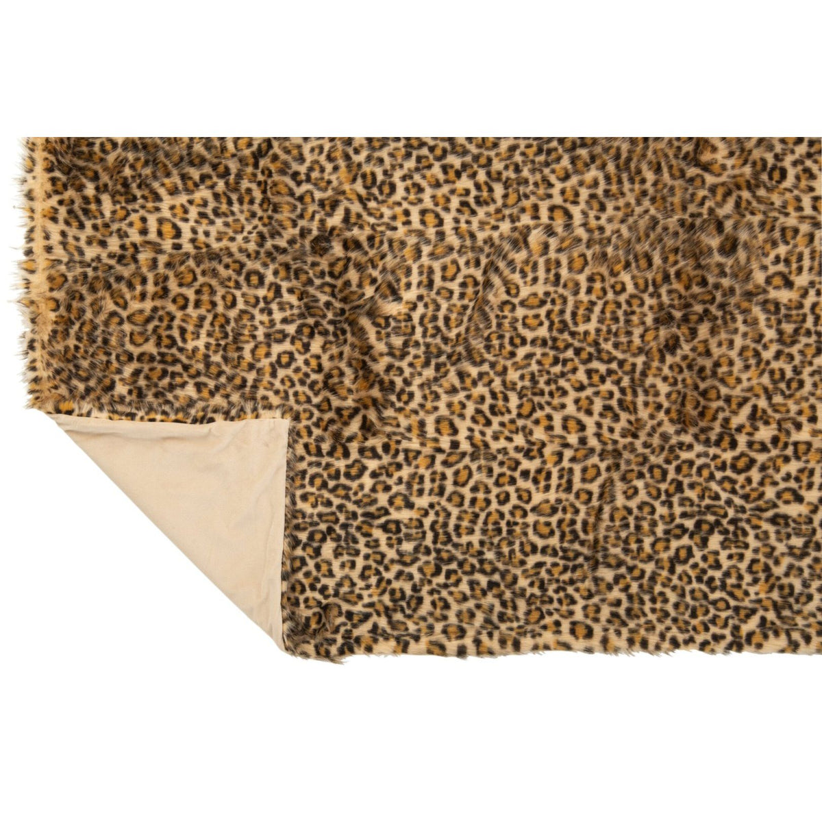 Set plaid en kussen Leo van J-Line in roestbruin en beige polyester