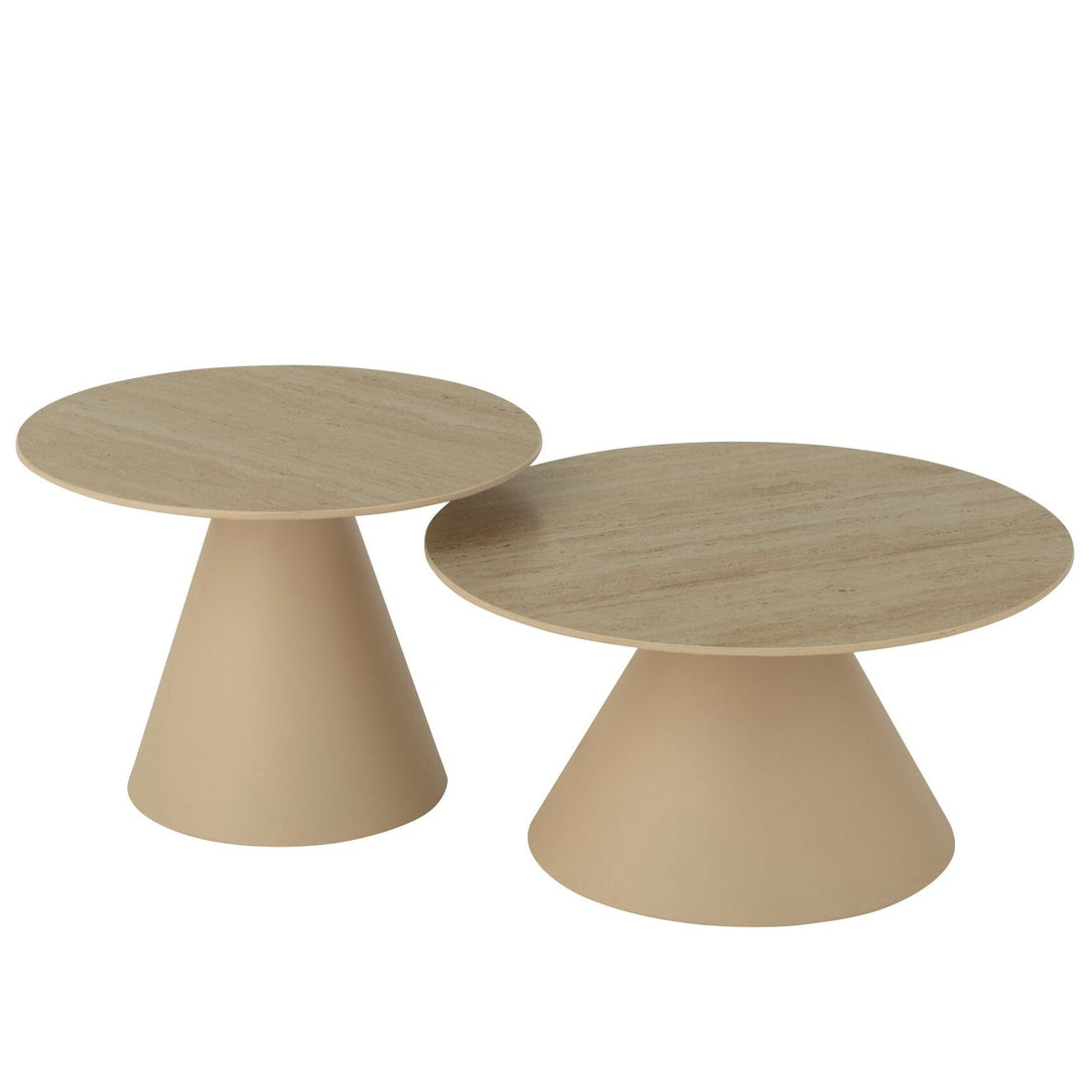 Set di 2 tavolini laterali conici in ferro color écru/beige J-Line