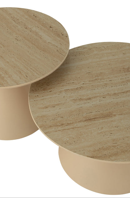 Set di 2 tavolini laterali conici in ferro color écru/beige J-Line