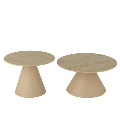 Set di 2 tavolini laterali conici in ferro color écru/beige J-Line