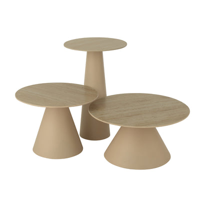 Set di 2 tavolini laterali conici in ferro color écru/beige J-Line