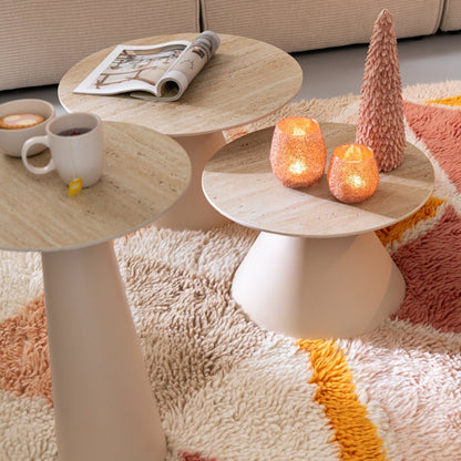 Set di 2 tavolini laterali conici in ferro color écru/beige J-Line