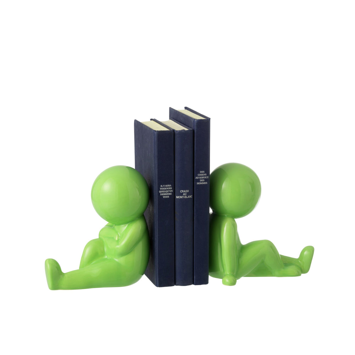 Set di 2 fermalibri Marcel in gres verde J-Line