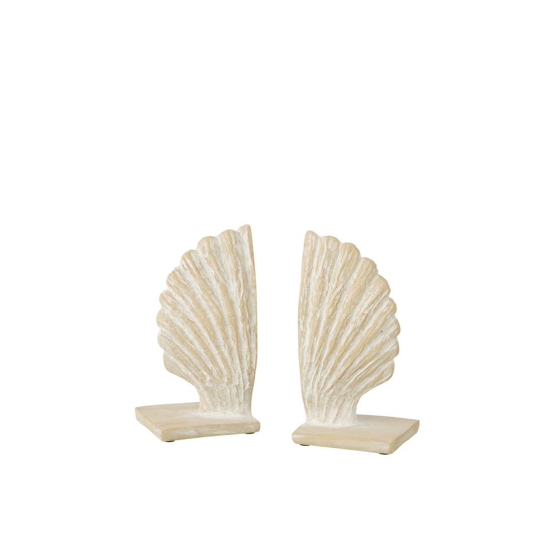Set di 2 fermalibri Conchiglia Marina in Poliresina Bianco/Naturale J-Line
