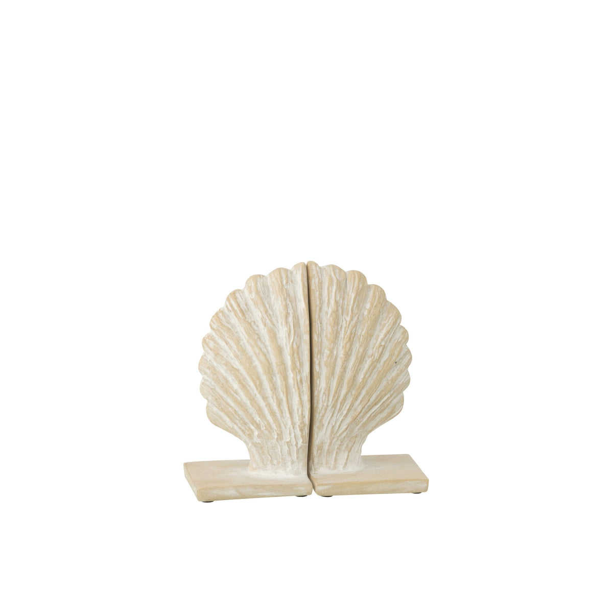 Set di 2 fermalibri Conchiglia Marina in Poliresina Bianco/Naturale J-Line
