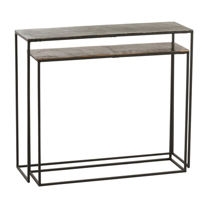 Set di 2 consolle rettangolari in alluminio nero/mix J-Line