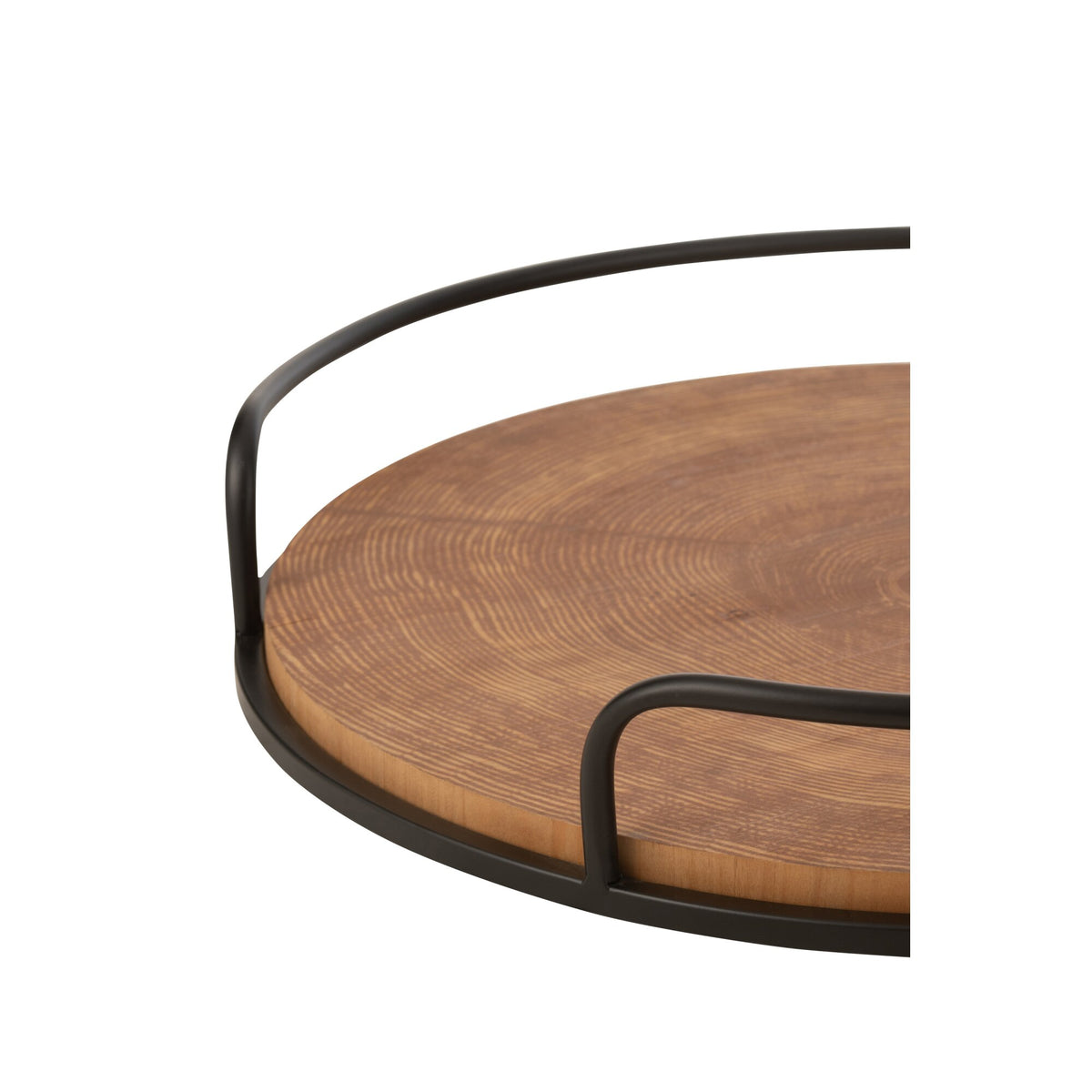 Set di 2 Vassoi Rotondi MDF/Ferro Naturale/Nero J-Line