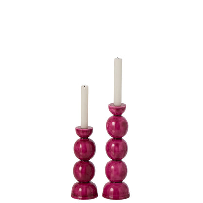Set di 2 portacandele in ferro color fucsia J-Line