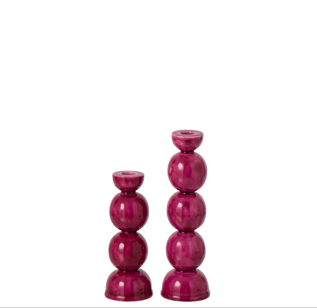 Set di 2 portacandele in ferro color fucsia J-Line
