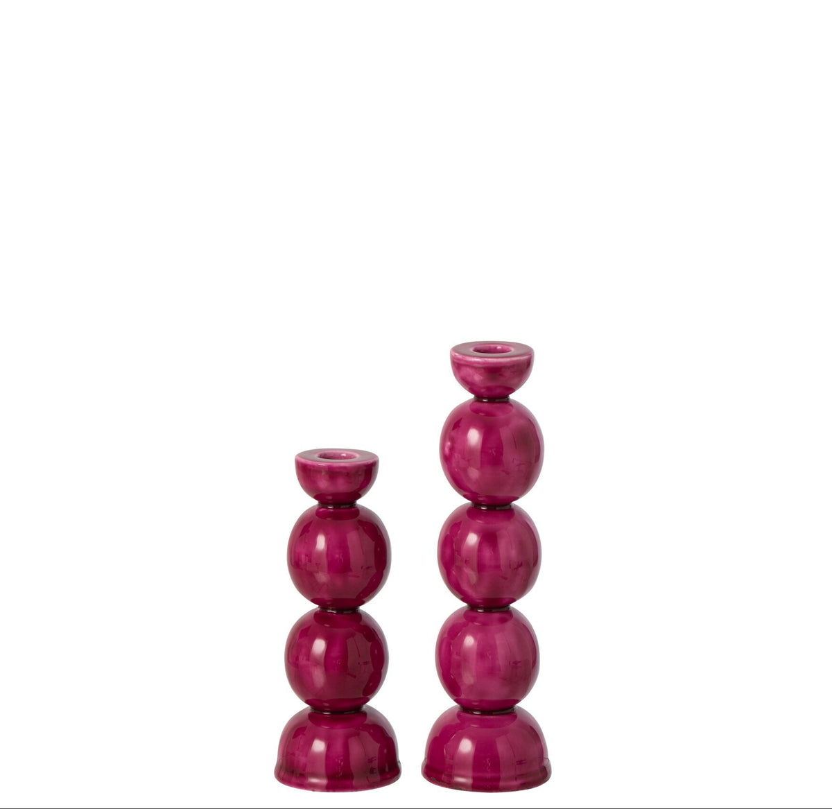 Set di 2 portacandele in ferro color fucsia J-Line