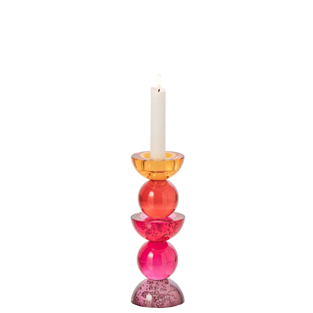 Oranje roze kandelaar uit het kleurduo van J-Line, Ø8cm x H21cm
