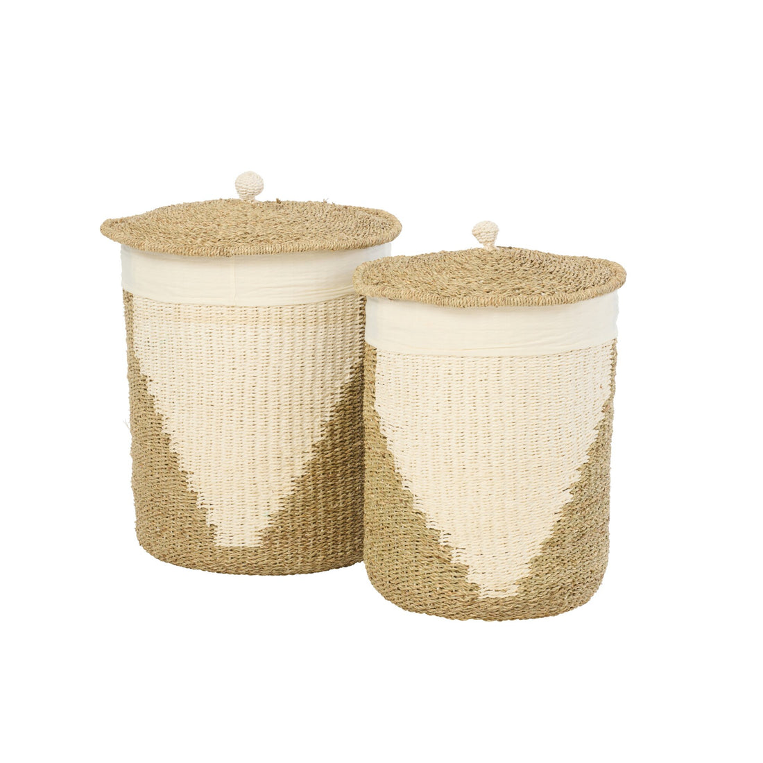 Set di 2 cesti + coperchio in carta bianco/naturale J-Line