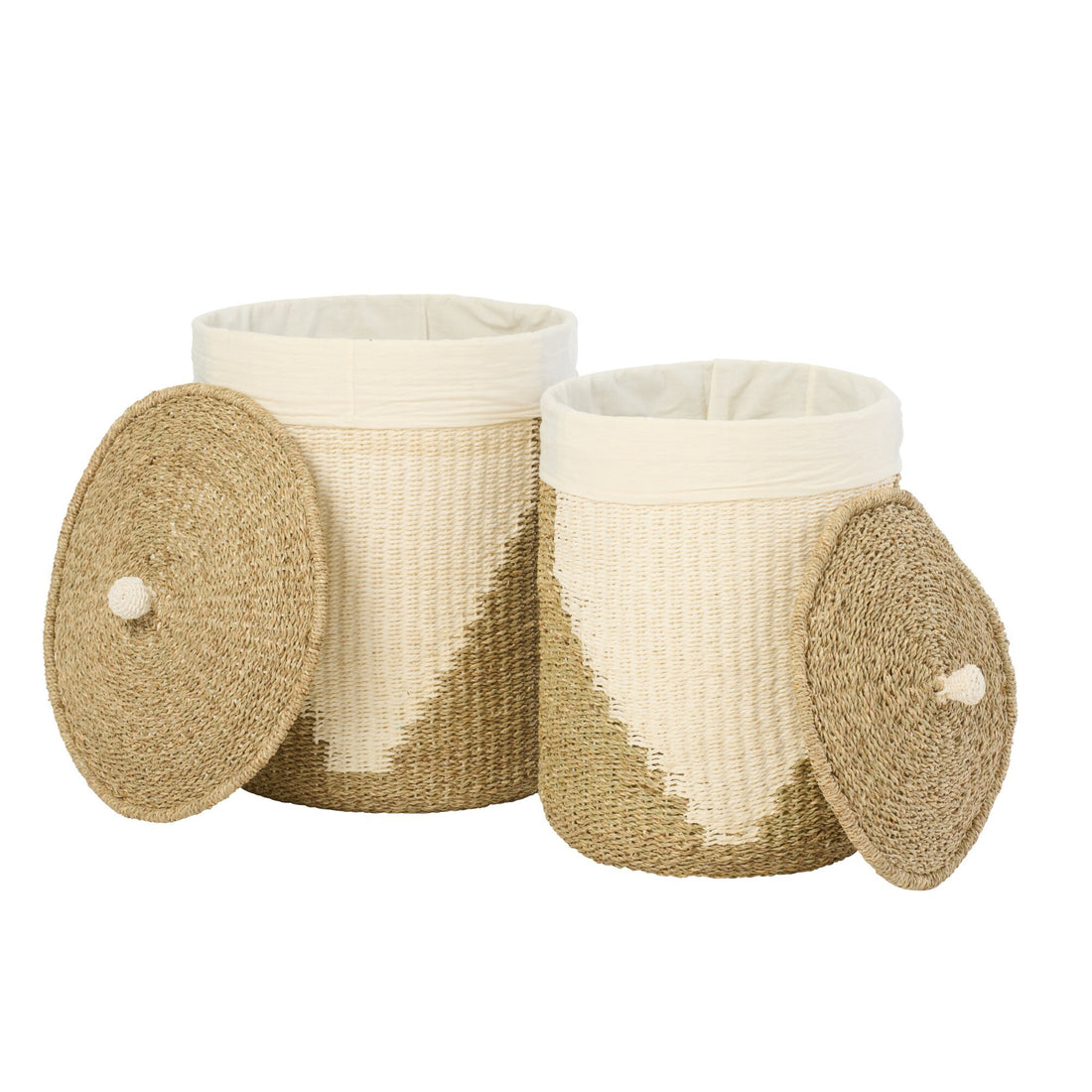 Set di 2 cesti + coperchio in carta bianco/naturale J-Line