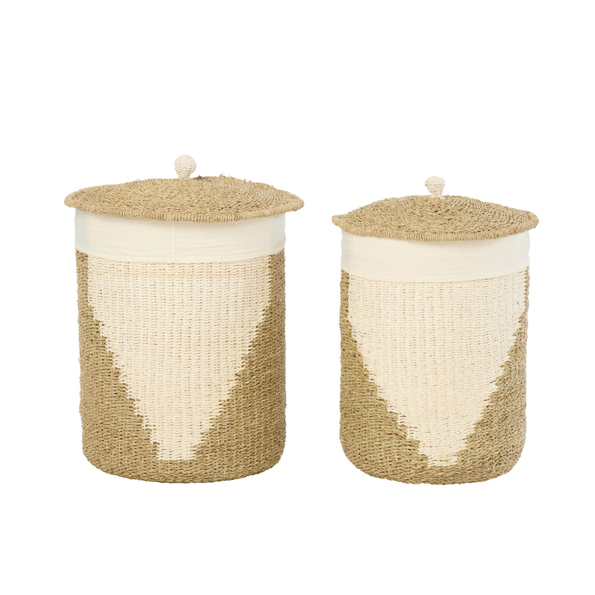 Set di 2 cesti + coperchio in carta bianco/naturale J-Line