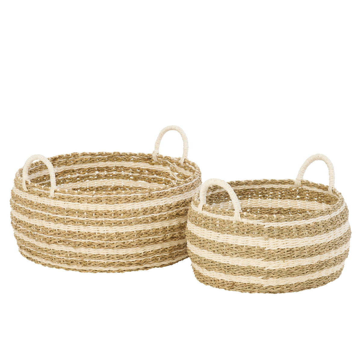 Set di 2 cesti in carta a righe bianco/naturale J-Line