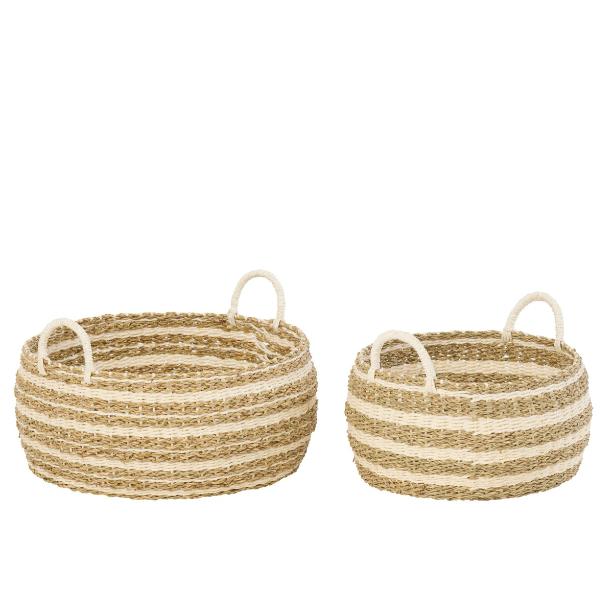 Set di 2 cesti in carta a righe bianco/naturale J-Line
