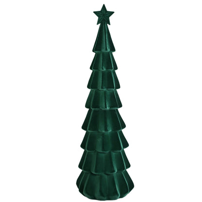 Set Van 2 Yule Kerstbomen Gelaagd Fluweel Donkergroen van PTMD, Yule Kerstboom Gelaagd Large uit de set los