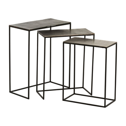 Set di 3 tavolini rettangolari in alluminio nero/mix J-Line