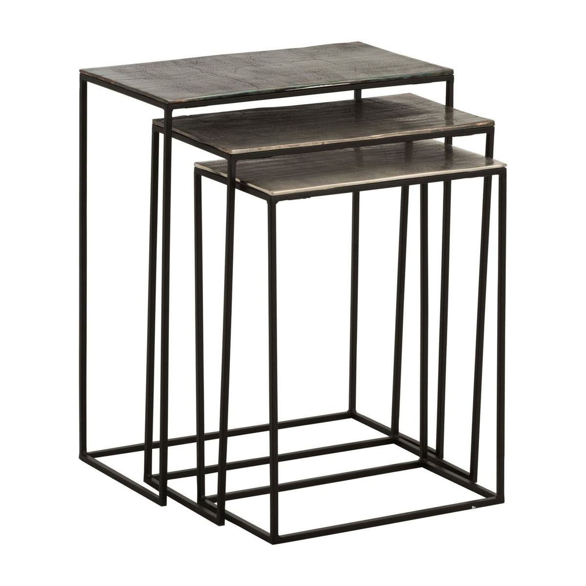 Set di 3 tavolini rettangolari in alluminio nero/mix J-Line
