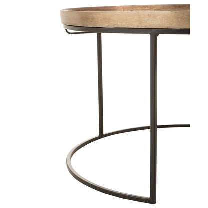 Set van 3 Bijzettafels Rond Aluminium Roest J-Line