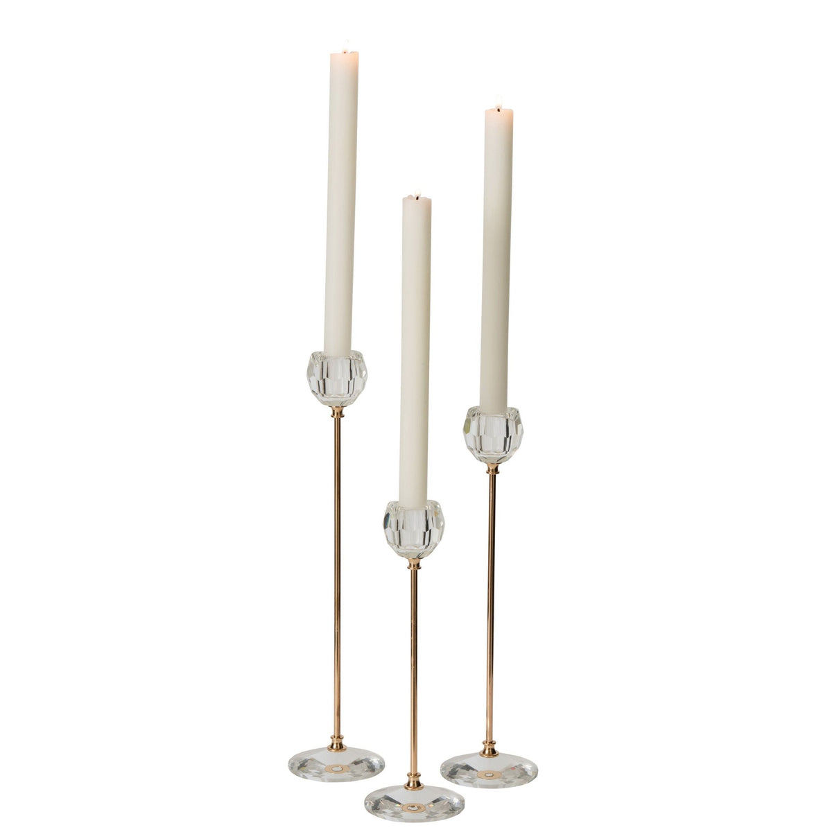 Set di 3 candelabri in cristallo trasparente J-Line