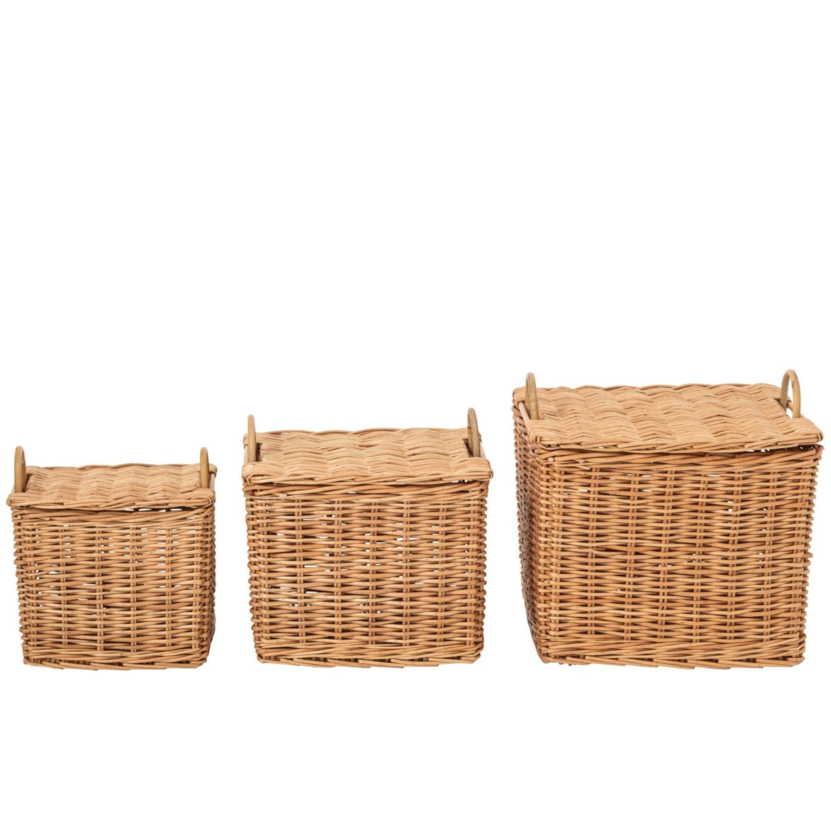 Set di 3 cesti con manici in paglia naturale J-Line