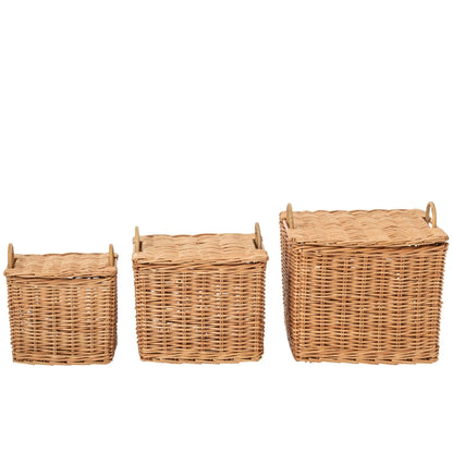 Set di 3 cesti con manici in paglia naturale J-Line