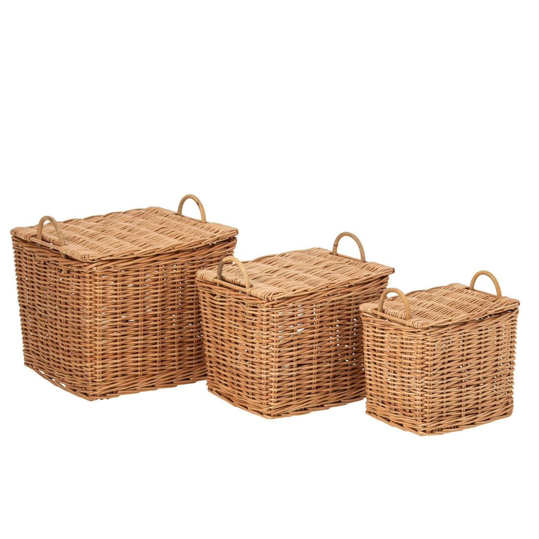 Set di 3 cesti con manici in paglia naturale J-Line