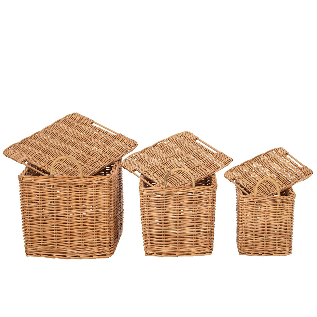 Set di 3 cesti con manici in paglia naturale J-Line
