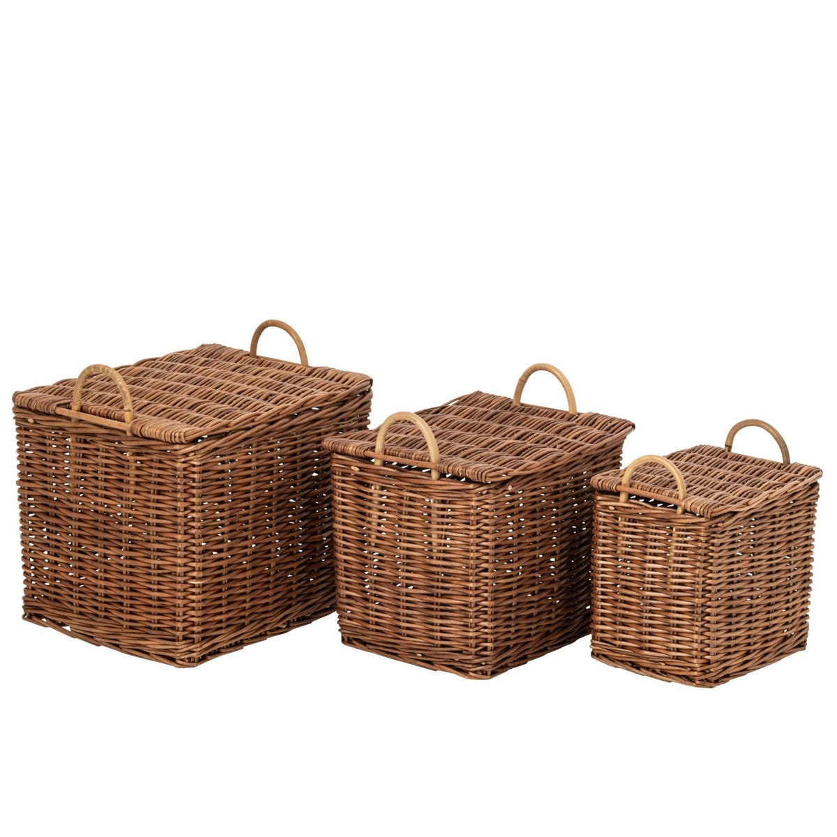 Set di 3 cesti con manici in paglia naturale/marrone ruggine J-Line