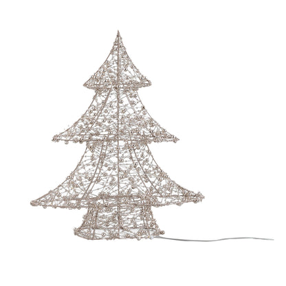 Set Van 3 Misk LED Kerstbomen Goud Met Kralen van PTMD, Misk Kerstboom LED Small uit de set los op witte achtergrond