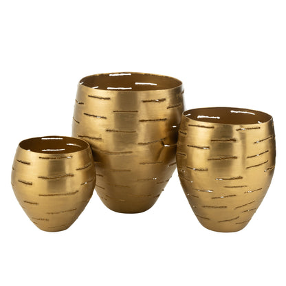 Set di 3 portalumini in metallo dorato J-Line