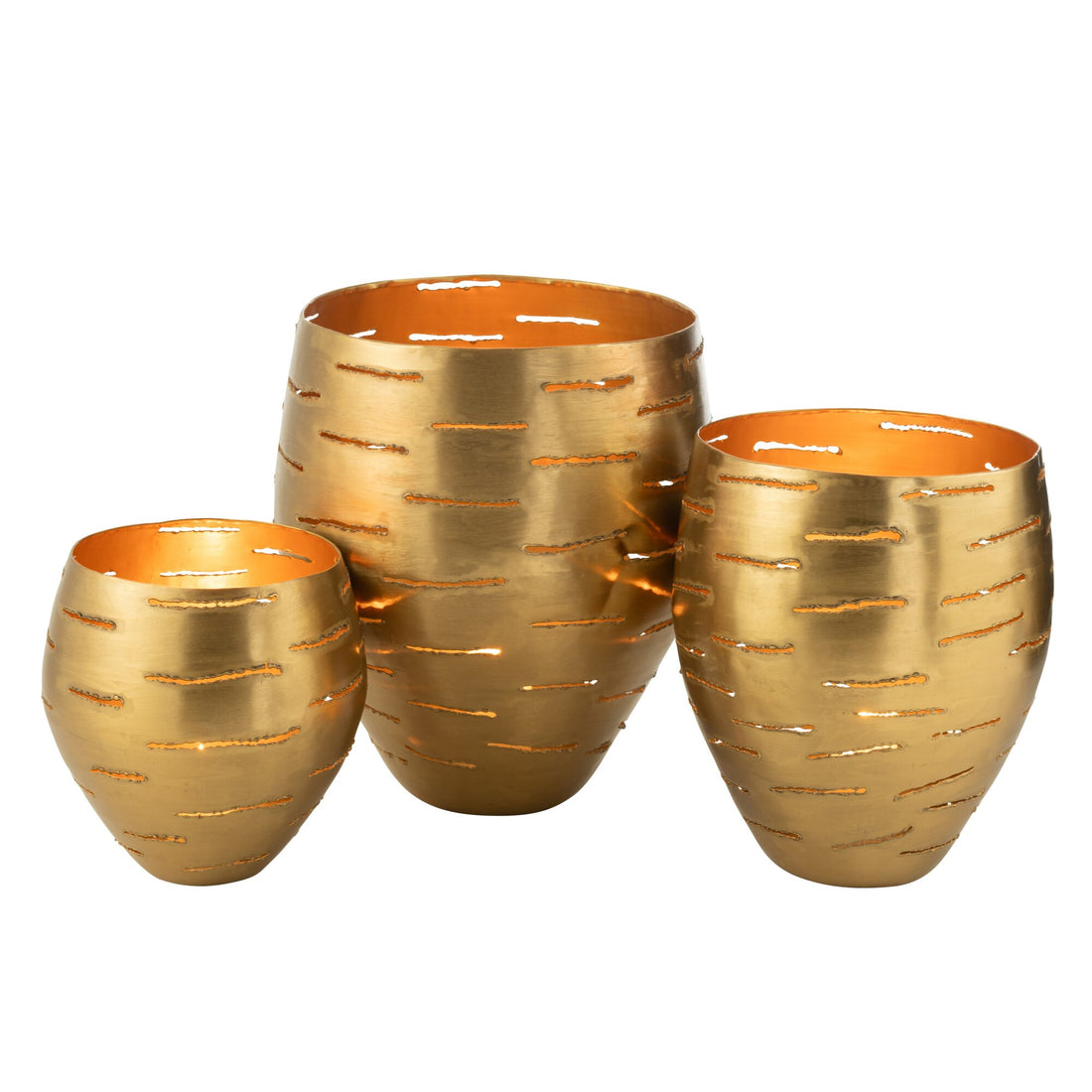 Set di 3 portalumini in metallo dorato J-Line