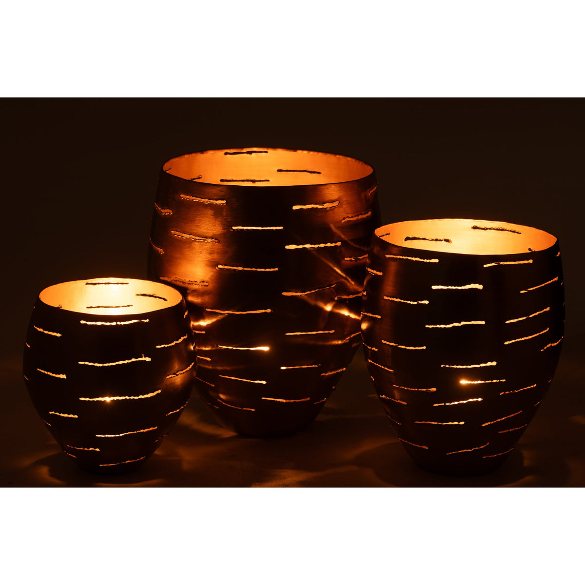 Set di 3 portalumini in metallo dorato J-Line