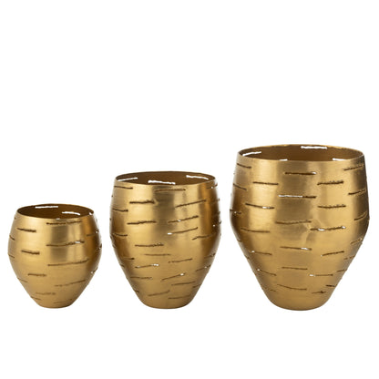 Set di 3 portalumini in metallo dorato J-Line