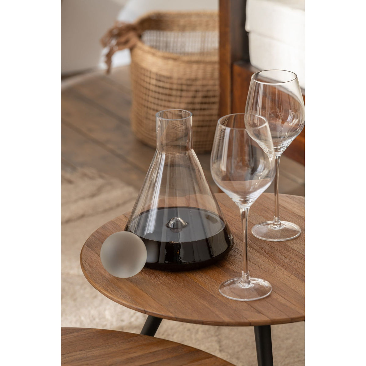 Set van 4 Bijzettafel Rond Gerecycleerd Teak Naturel J-Line